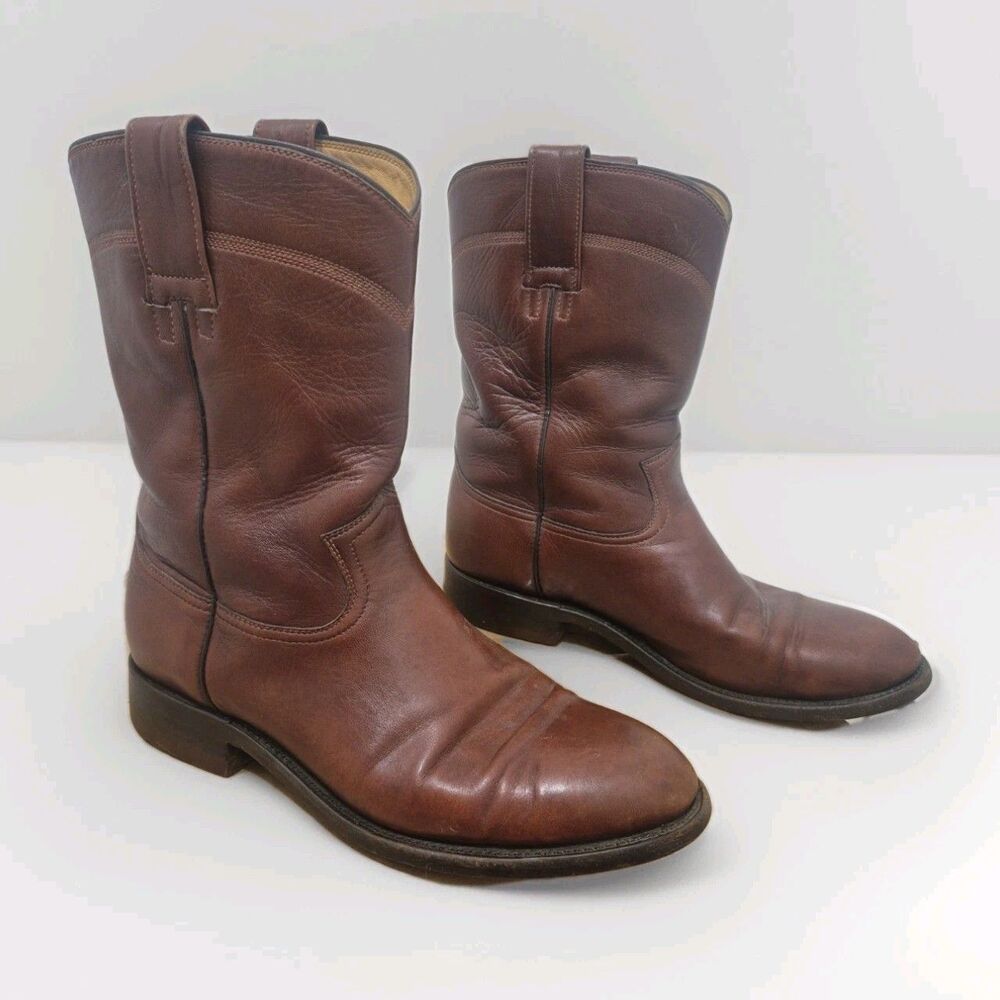 Gavel Men's Allen Goat Roper Boots -  Brown Size 8.5E Western